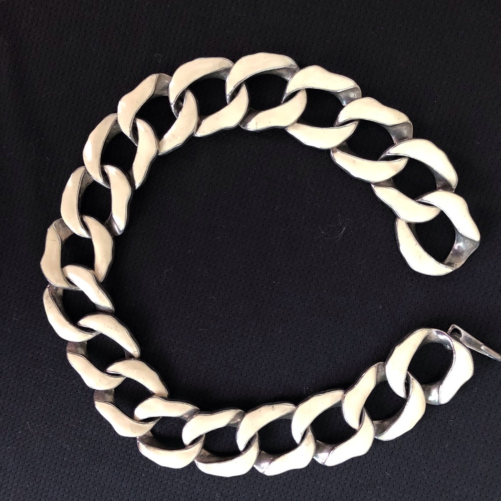Vintage Heavy Enamel White Choker Necklace